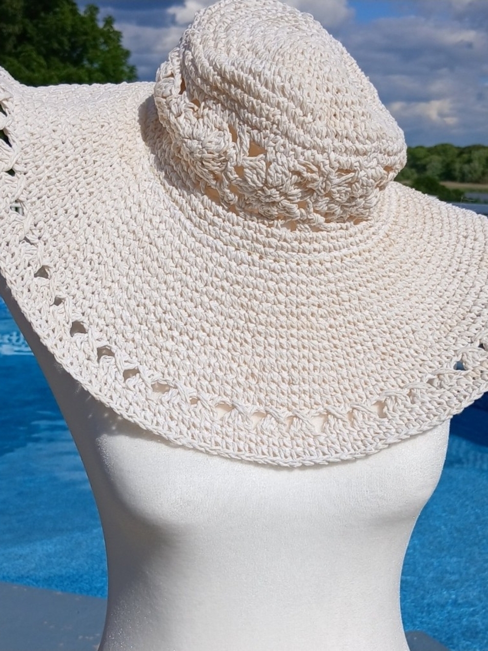 Route 66 Cream Crochet Sun Hat